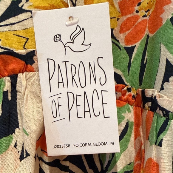 NWT Patrons of Peace Coral Bloom Floral Boho Sundress in Orange, Green & Black - Picture 2 of 11